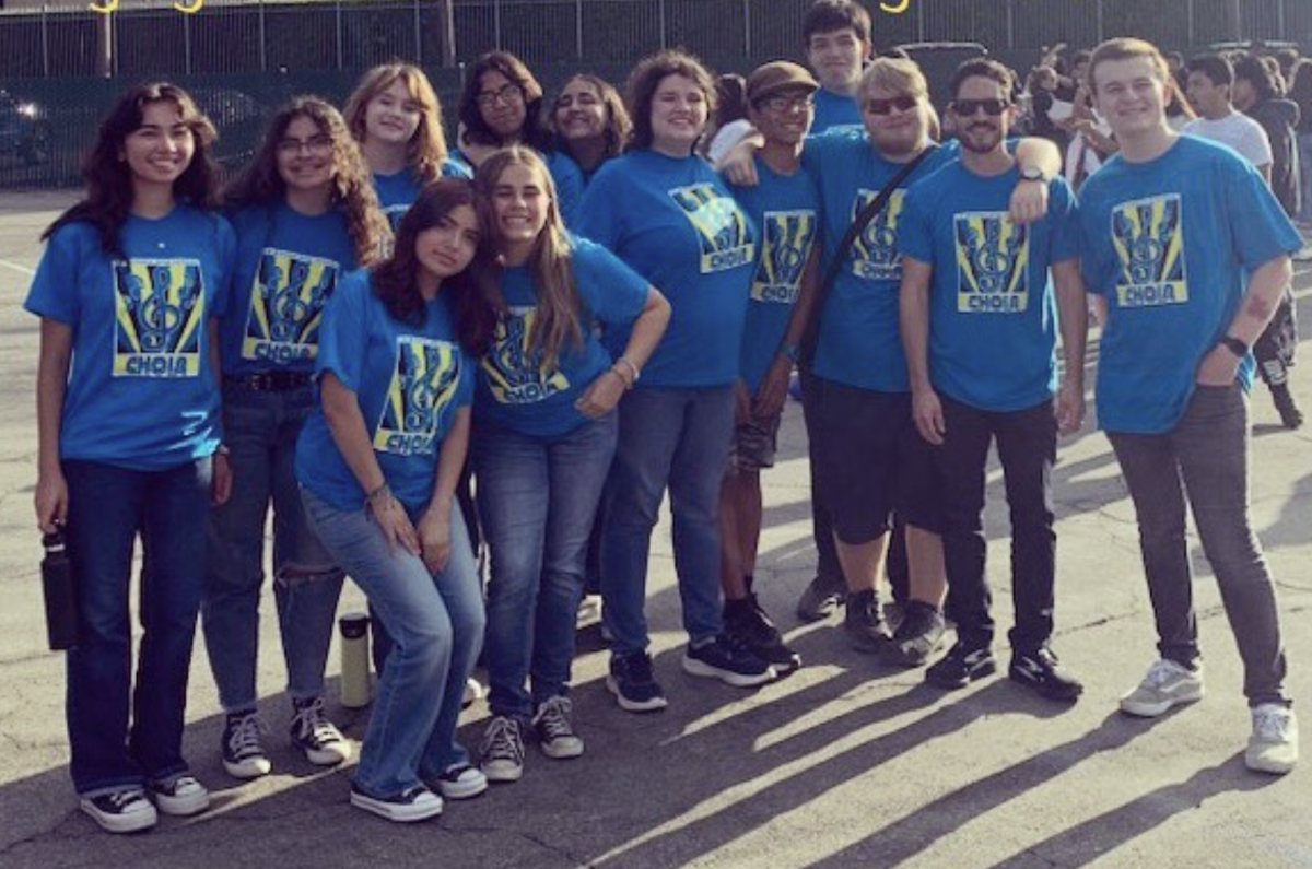 A group La Mirada High School choir students sang the National Anthem on the field at Angel Stadium before the game versus the Rangers on Wednesday, September 27.